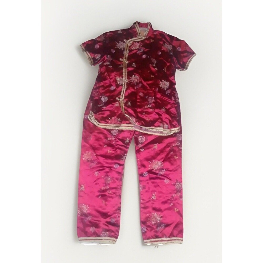 Solz Squirrel Pink Floral Mandarin Pajama Girls   2 Pc  Pants Size 14